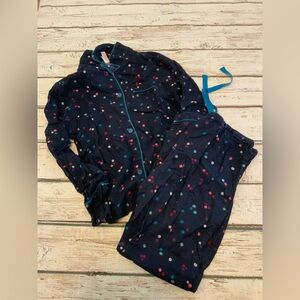 Gillian O’Malley Women’s Blue Polka Dot Pajama Set Sz S Button Front Long Sleeve